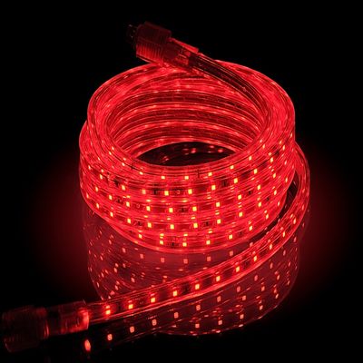 CBConcept UL Listed, 16.4 Feet, 1800 Lumen, Red, Dimmable, 110-120V AC Flexible Flat LED Strip Rope Light, 300 Units 3528 SMD LEDs, Indoor Outdoor Use, Accessories Included Ready to use