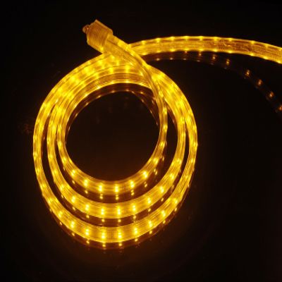 CBconcept UL Listed, 65 Feet, 7200 Lumen, Yellow, Dimmable, 110-120V AC Flexible Flat LED Strip Rope Light, 1200 Units 3528 SMD LEDs, Indoor Outdoor Use, Accessories Included, Ready to use