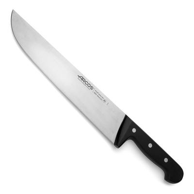 Arcos Butcher Knife 12 Inch Nitrum Stainless Steel and 300 mm blade. 394 gr. Professional Cleaver Knife. Ergonomic Polyoxymethylene POM Handle. Series Universal. Color Black