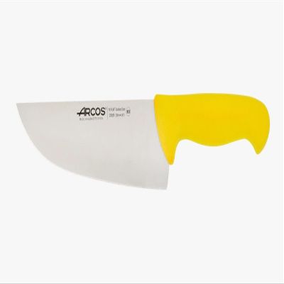 Arcos Butcher Knife 8 Inch Nitrum Stainless Steel and 200 mm blade. Professional Cooking Knife For Cutting Meat, Fish and Vegetables. Ergonomic Polyoxymethylene Handle. Series 2900. Color Yellow.