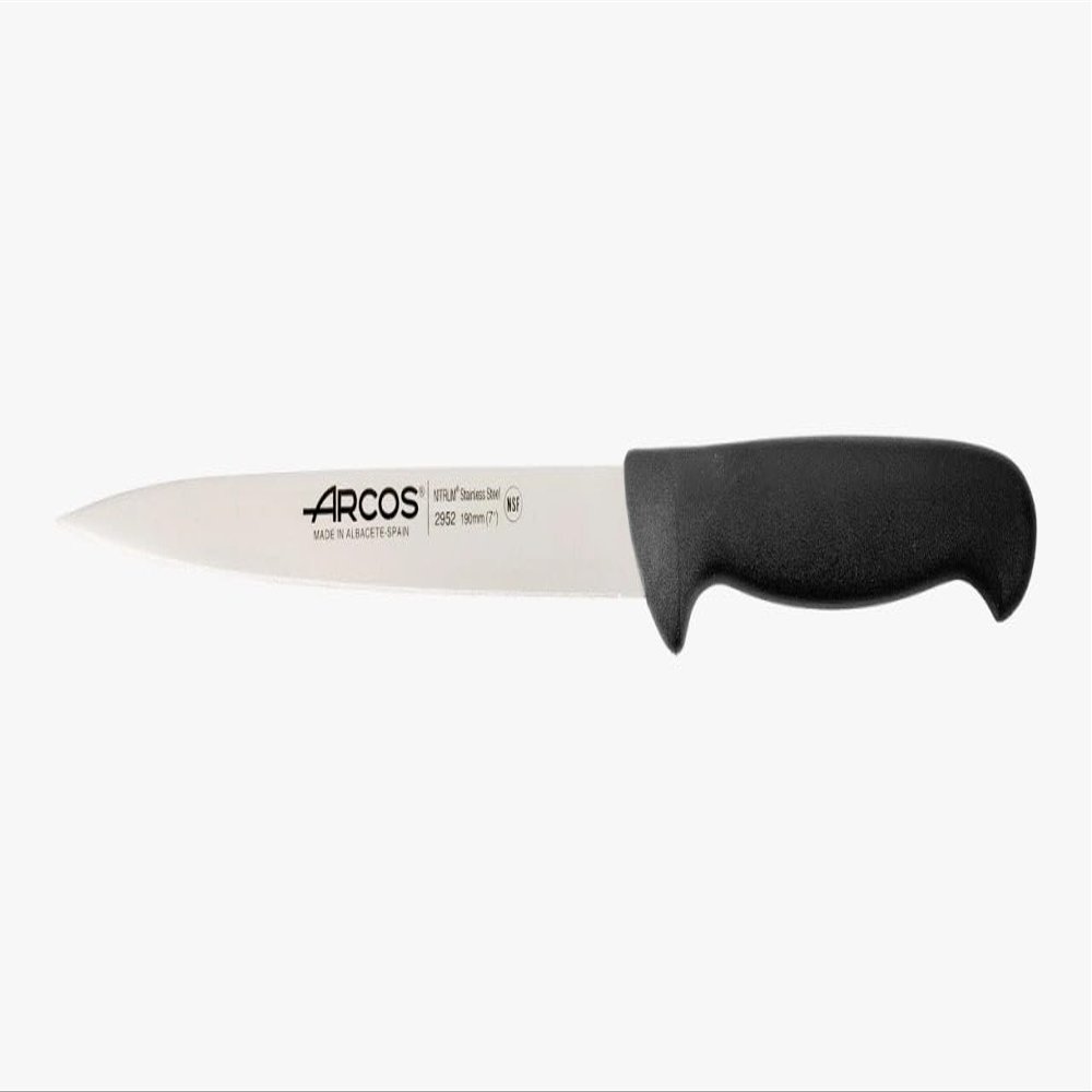 Arcos Fillet Knife 7 Inch Nitrum Stainless Steel and 190 mm blade. Sharp Steak Knife to Fillet Meat and Fish. Ergonomic Polypropylene Handle. Series 2900. Color Black