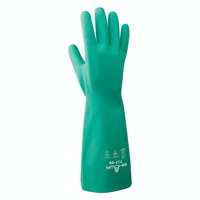 SHOWA 727 Nitrile Chemical Resistant Safety Glove, Unlined, Food Safe, 15 Mil Thick, 13" Length, XX-Large (12 Pair)