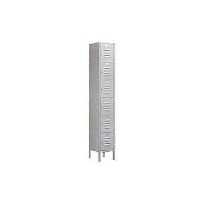 Salsbury Industries Assembled 6-Tier Box Style Standard Metal Locker with One Wide Storage Unit, 6-Feet High by 12-Inch Deep, Gray