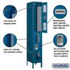 Salsbury Industries Assembled 2-Tier Vented Metal Locker with One Wide Storage Unit, 6-Feet High by 18-Inch Deep, Blue view 2