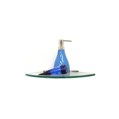 Spancraft Glass SQ10QR-CR Quarter Round Glass Shower Shelf with Square Clamp, Chrome Bracket, 10"