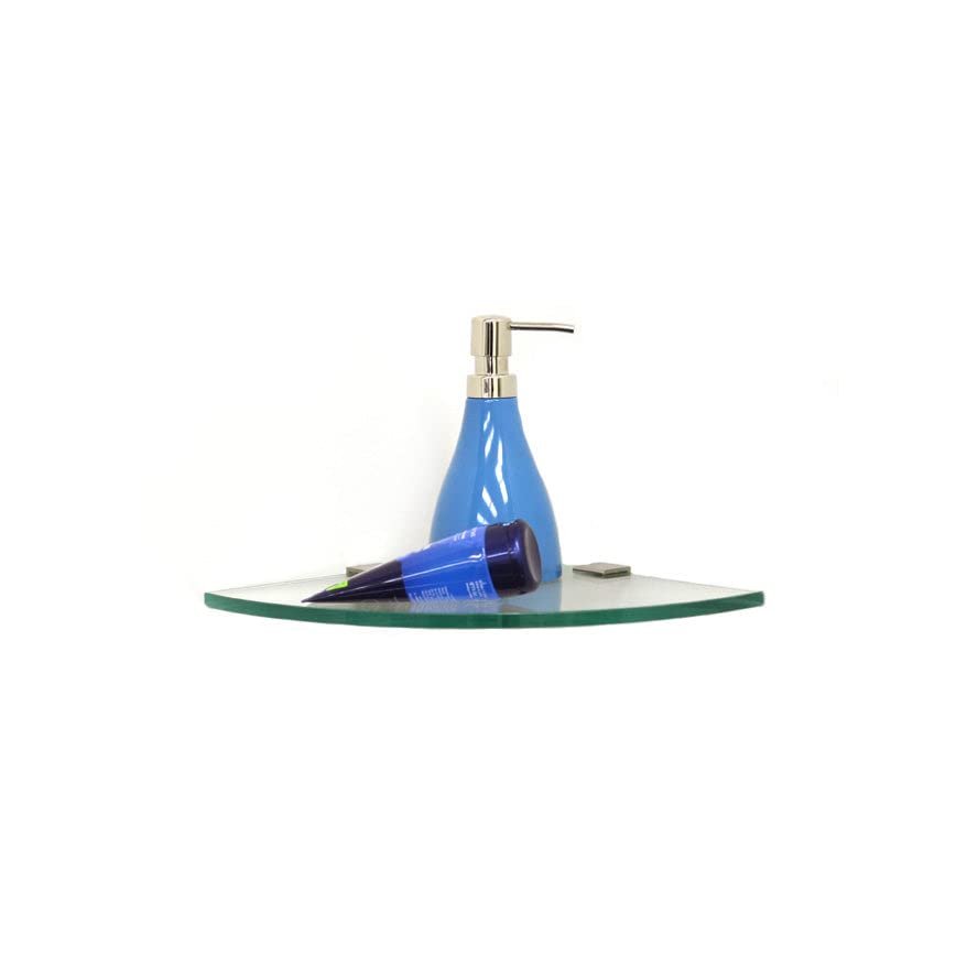 Spancraft Glass SQ10QR-CR Quarter Round Glass Shower Shelf with Square Clamp, Chrome Bracket, 10"