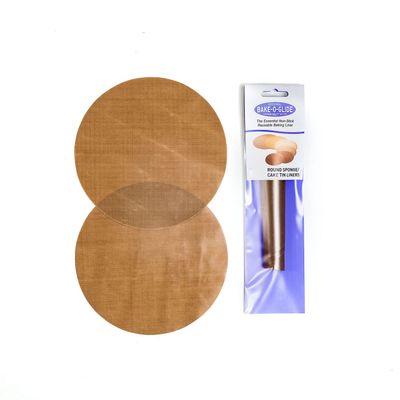 Bake-O-Glide Reusable Non-Stick Pre Cut Circles, Woven Glass Fabric Coated in 100% PTFE, Brown, 12-Inch