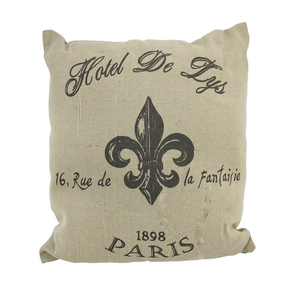 Deco 79 Fabric Pillow, 16 by 16-Inch, Paris Emboss