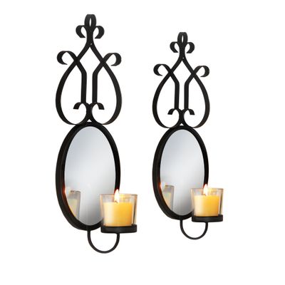 American Atelier Mirrored Wall Candle Sconce, Set of 2