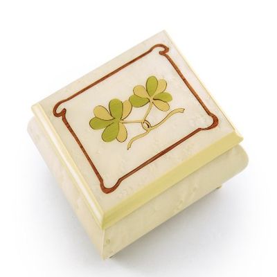 Astonishing Hand Inlay of an Irish Celtic Shamrock Sorrento Musical Box - Many Songs to Choose - Ballerina Girl
