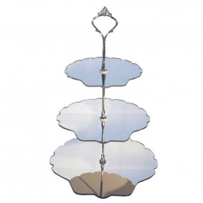 3 Tier Silver Mirror Acrylic Shell Cake Stand 20cm 25cm 30cm Overall height 32cm