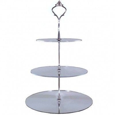 3 Tier Silver Mirror Acrylic Circle Cake Stand 20cm 25cm 30cm Overall height 32cm