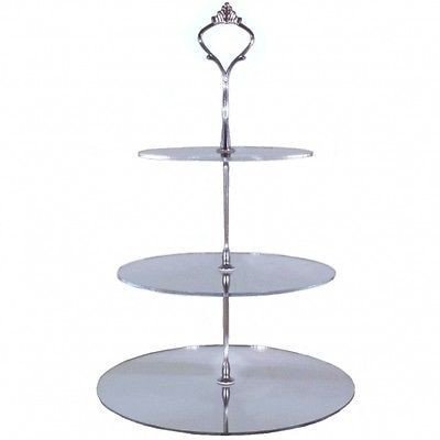 3 Tier Silver Mirror Acrylic Circle Cake Stand 20cm 25cm 30cm Overall height 32cm