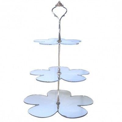 3 Tier Silver Mirror Acrylic Daisy Cake Stand 20cm 25cm 30cm Overall height 32cm