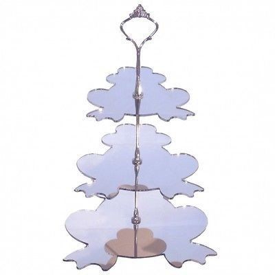 3 Tier Silver Mirror Acrylic Frog Cake Stand 20cm 25cm 30cm Overall height 32cm