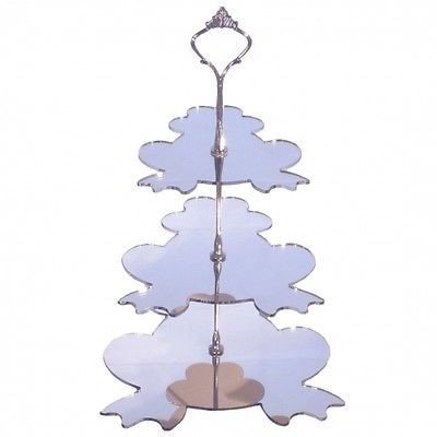 3 Tier Silver Mirror Acrylic Frog Cake Stand 20cm 25cm 30cm Overall height 32cm