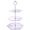3 Tier Silver Mirror Acrylic Hexagon Cake Stand 20cm 25cm 30cm Overall height 32cm view 1