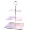 3 Tier Silver Mirror Acrylic Square Cake Stand 20cm 25cm 30cm Overall height 32cm view 1