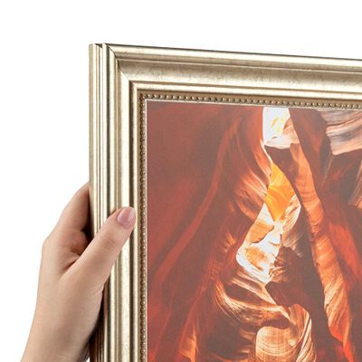 ArtToFrames 8x29 Inch Silver Picture Frame, This 1.50 Inch Custom Wood Poster Frame is Aged White Gold - Comes with Economy Acrylic and Corrugated Backing (2WOMD8808-8x29)