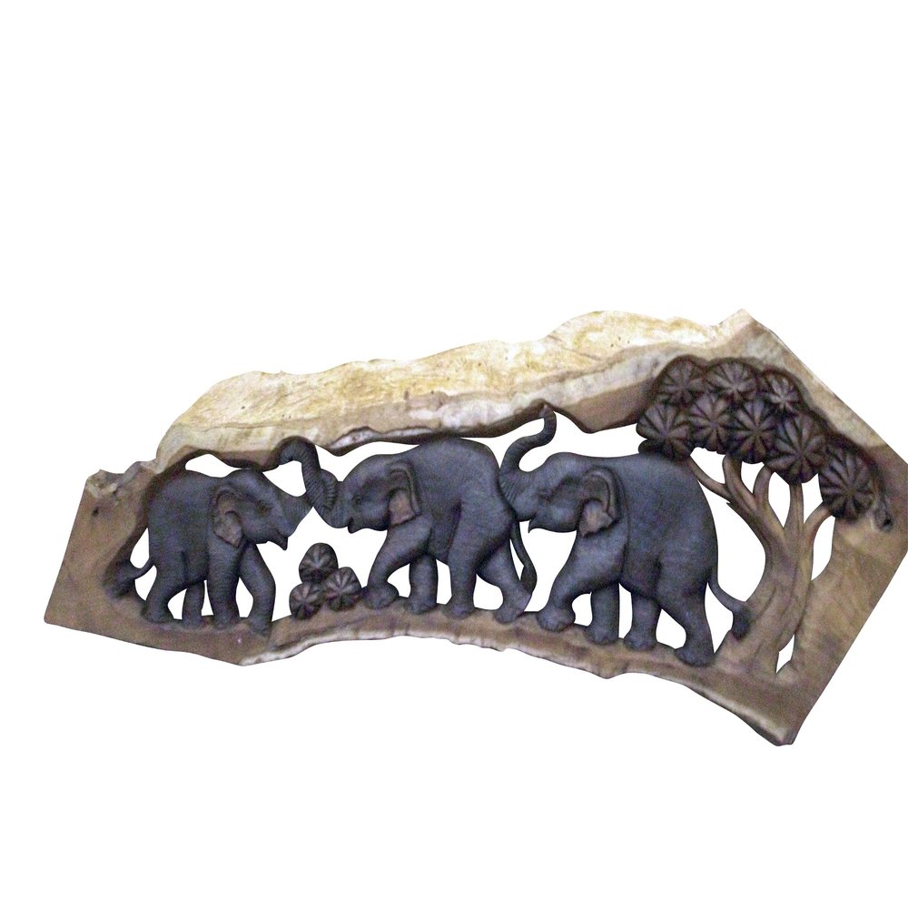 Exclusive Thai Decor Carved Elephant scene - ETD-ELE-3-30