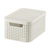 CURVER Style 6L Storage Box  Textured Rattan Look  For Bedroom, Living Room, Bathroom, Laundry Room  29.5 x 19.5 x 14.2 cm  Ivory  70% Recycled view 1