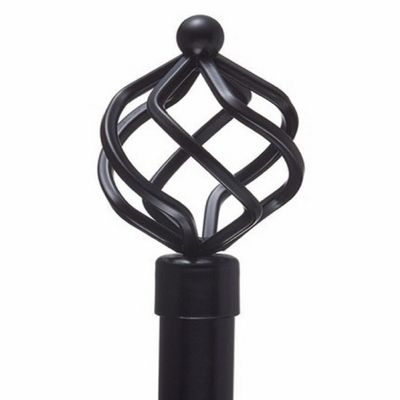 48"-84" Decorative Window Curtain Rod Set: BLACK SPIRAL FINIALS