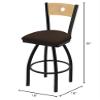 830 Voltaire 25" Swivel Counter Stool with Black Wrinkle Finish, Natural Back and Rein Coffee Seat view 2