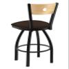 830 Voltaire 25" Swivel Counter Stool with Black Wrinkle Finish, Natural Back and Rein Coffee Seat view 3