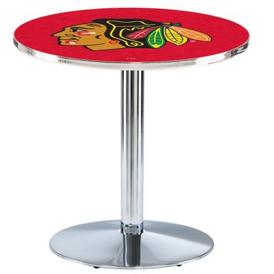 Chicago Blackhawks (Red Background) Officially Licensed L214 Chrome, 42" Tall Pub Table - NHL - 28" Top