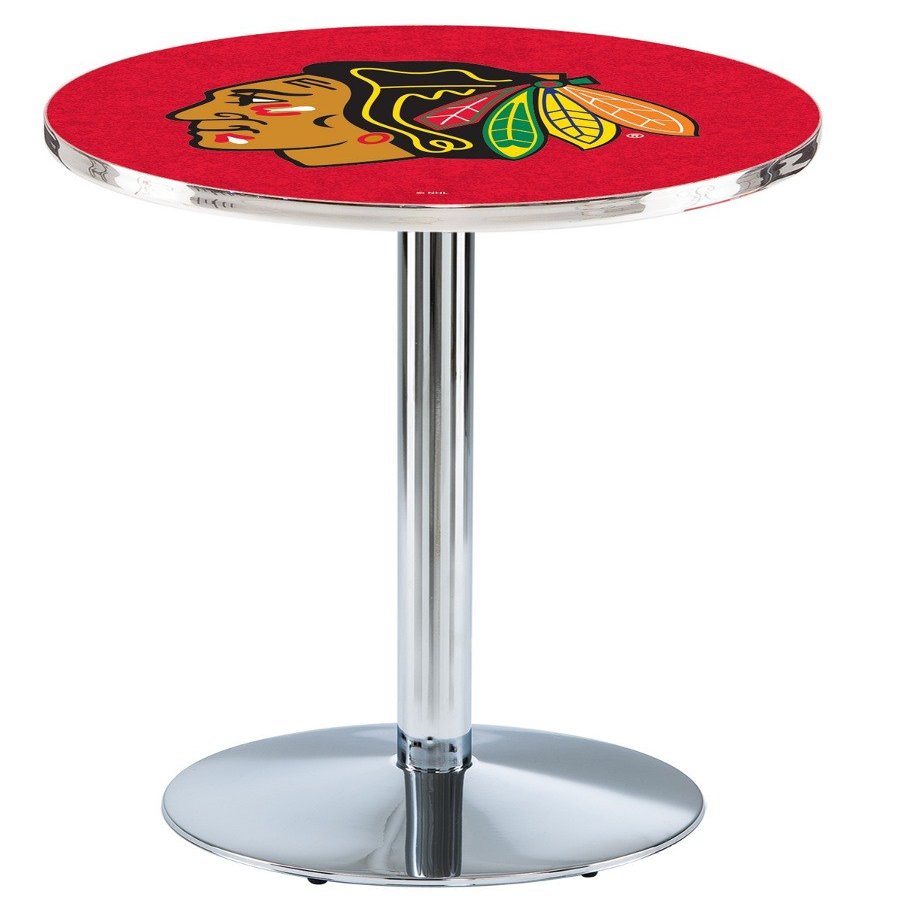 Chicago Blackhawks (Red Background) Officially Licensed L214 Chrome, 42" Tall Pub Table - NHL - 28" Top