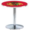 Chicago Blackhawks (Red Background) Officially Licensed L214 Chrome, 42" Tall Pub Table - NHL - 28" Top view 1