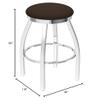 802 Misha 30" Swivel Bar Stool with Chrome Finish and Rein Coffee Seat view 2