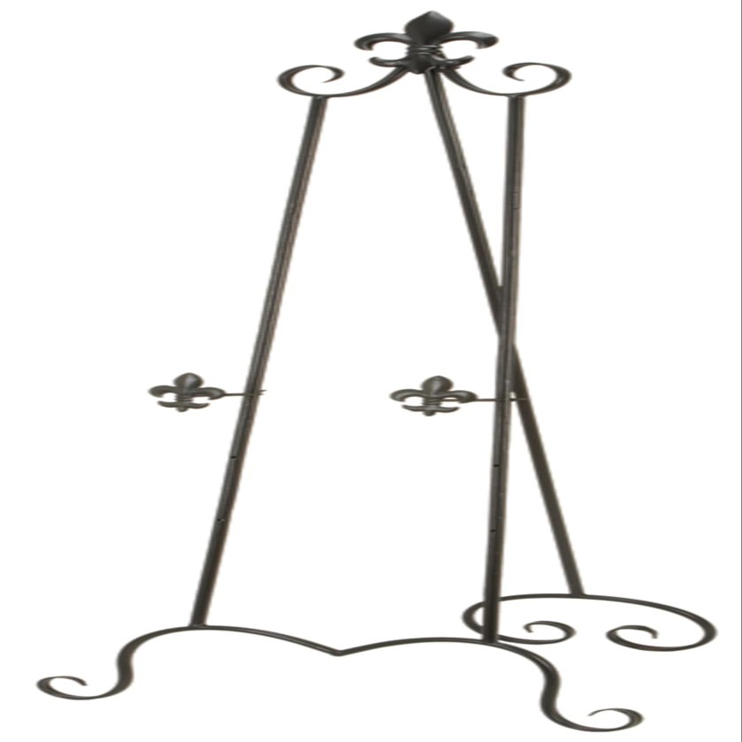 Deco 79 Metal Scroll Extra Large Free Standing Adjustable Display Stand Easel with Chain Support, 21" x 1" x 65", Black