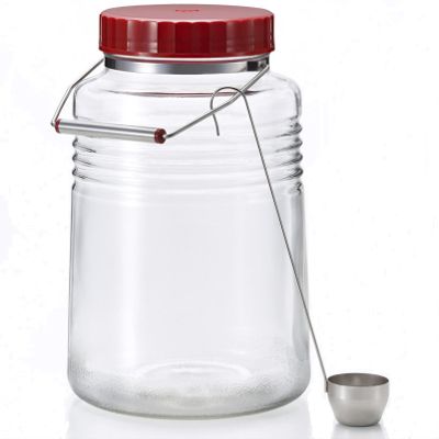 ADERIA Reproduction Plum Bottle, 1.6 fl oz (4 L), Individual Box, Storage Container, Plum Wine Bottle, Showa Retro Storage Bottle, With Ladle, Rice Bottle, Fruit Liquor Bottle, Glass Canister, Sealed