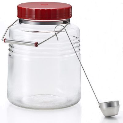 ADERIA Reproduction Plum Bottle, 1.9 fl oz (3 L), Individual Box, Storage Container, Plum Wine Bottle, Showa, Retro Storage Bottle, With Ladle, Rice Bottle, Fruit Liquor Bottle, Glass Canister, Sealed