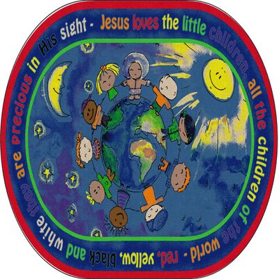 Flagship Carpets All The Little Children Multicolor Oval Area Rug for Kids Room, Playroom Mat, Classroom or Home Learning Carpet, 10'6" x 13'2", Multi