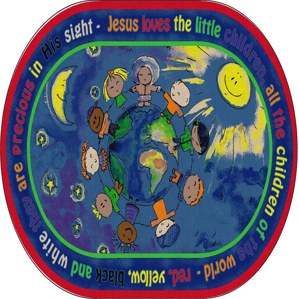 Flagship Carpets All The Little Children Multicolor Oval Area Rug for Kids Room, Playroom Mat, Classroom or Home Learning Carpet, 10'6" x 13'2", Multi