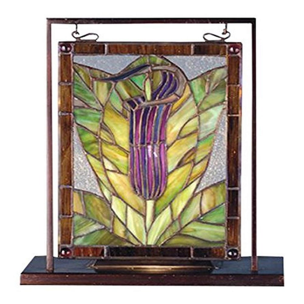 Meyda Tiffany 68552 Jack-in-The-Pulpit Lighted Decorative Mini Tabletop Window, 9.5" Width x 10.5" Height