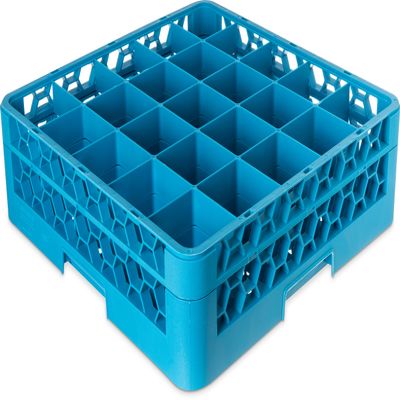 Carlisle FoodService Products RG25-114 OptiClean 25 Compartment Glass Rack with Extender, 3-1/2" Compartments, Blue (Pack of 4)