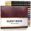 Gallery Leather Guest Book - Great for Wedding, Reception, Baby and Bridal Shower, Birthday Party and Vacation Home - 192 Lined Pages to Sign in, add Polaroid Photo - Hardcover 9x7" - Acadia Burgundy view 1