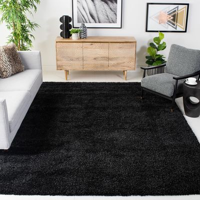 SAFAVIEH California Shag Collection Area Rug - 6'7" Square, Black, Non-Shedding & Easy to Clean, Ultra Plush Thick Pile, Ideal for Living Room, Bedroom, Dining Space (SG151-9090)