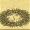 Caspari Berry Wreath Monogram Initial L Paper Guest Towel, Gold, 18 Count view 1