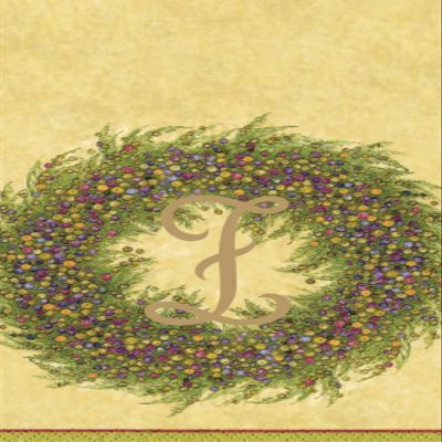 Caspari Berry Wreath Monogram Initial Z Paper Guest Towel, Gold, 18 Count