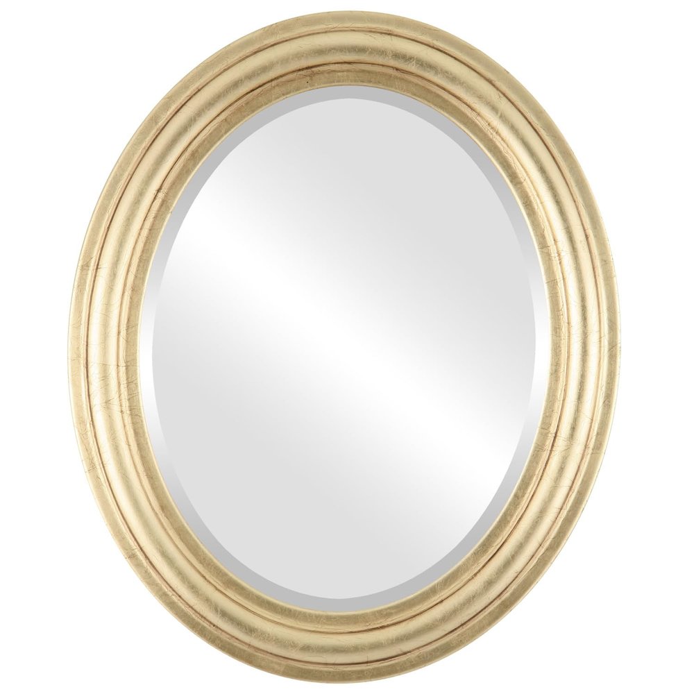 OVALCREST Oval Beveled Wall Mirror for Home Decor - Philadelphia Style - Gold Leaf - 28x40 Outside Dimensions