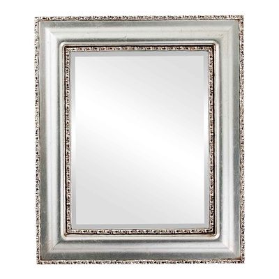 OVALCREST Rectangle Beveled Wall Mirror for Home Decor - Somerset Style - Silver Leaf with Brown Antique - 25x35 Outside Dimensions