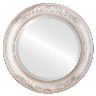 OVALCREST Round Beveled Wall Mirror for Home Decor - Florence Style - Taupe - 28x28 Outside Dimensions