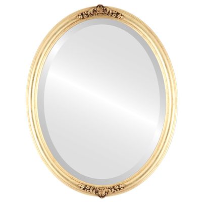 OVALCREST Oval Beveled Wall Mirror for Home Decor - Contessa Style - Gold Leaf - 26" x 22"