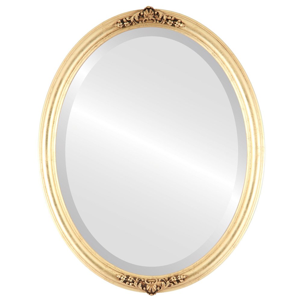 OVALCREST Oval Beveled Wall Mirror for Home Decor - Contessa Style - Gold Leaf - 26" x 22"