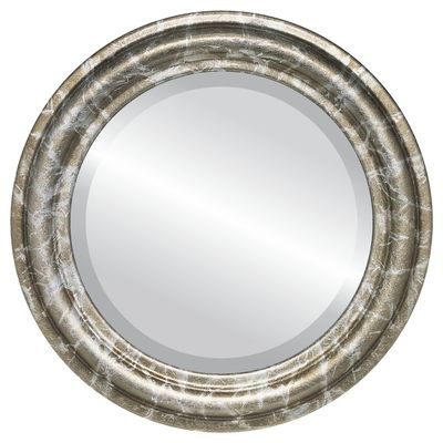 OVALCREST Round Beveled Wall Mirror for Home Decor - Philadelphia Style - Champagne Silver - 34x34 Outside Dimensions