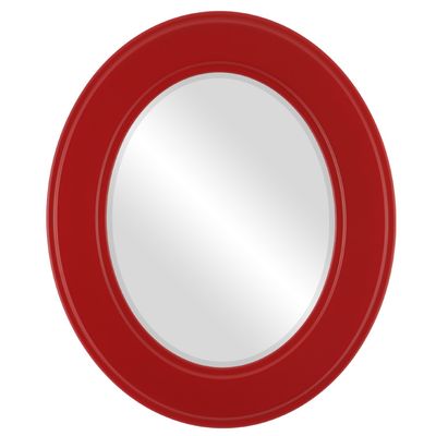 OVALCREST Oval Beveled Wall Mirror for Home Decor - Montreal Style - Holiday Red - 17x21 Outside Dimensions
